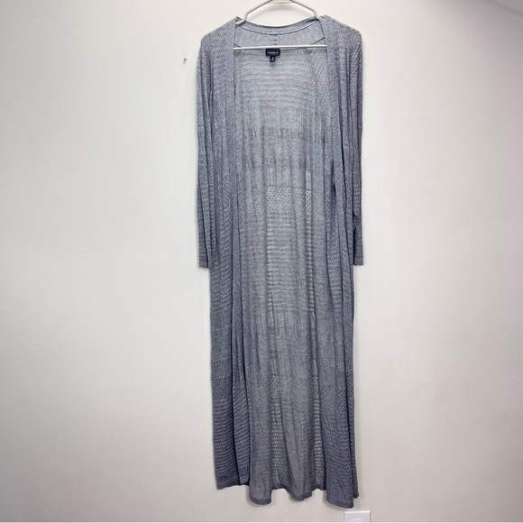 Torrid Gray Pointelle Open Front 3/4 Sleeves Duster Cardigan Sweater Size 3X - Picture 5 of 10